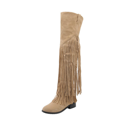 Women's Leather Suede Tassel Boots