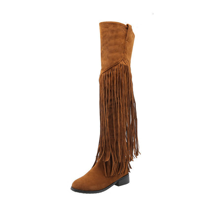 Women's Leather Suede Tassel Boots