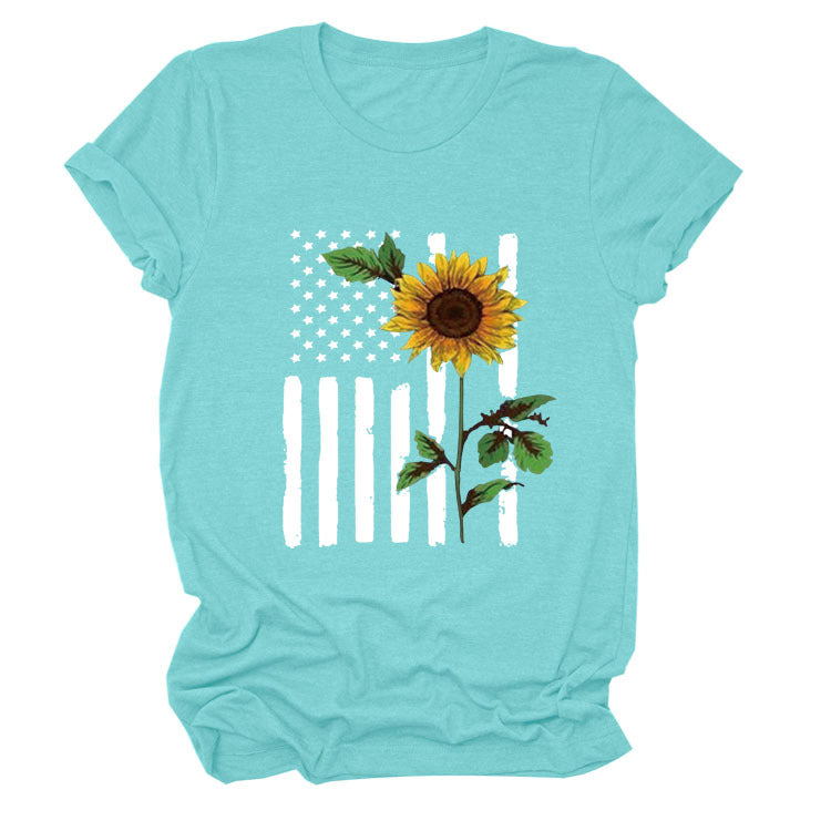 Women's Sunflower Print Short Sleeve T-Shirt