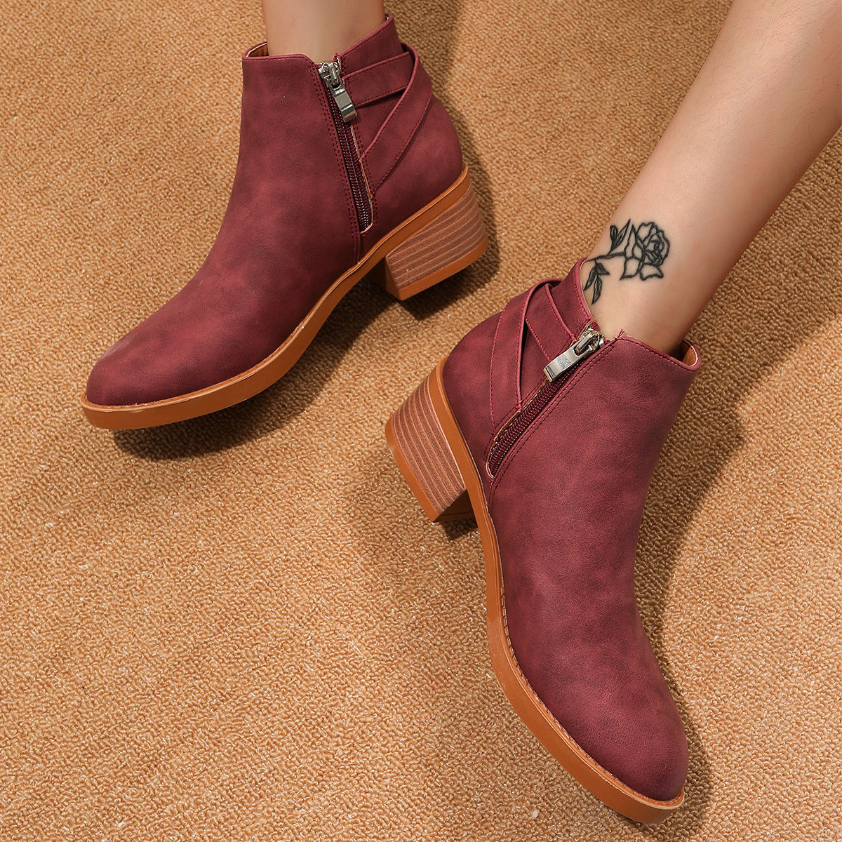 Women's Casual Round Toe Flat Boots