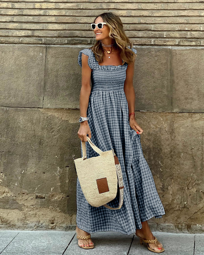 Women's Check Print Maxi Dress