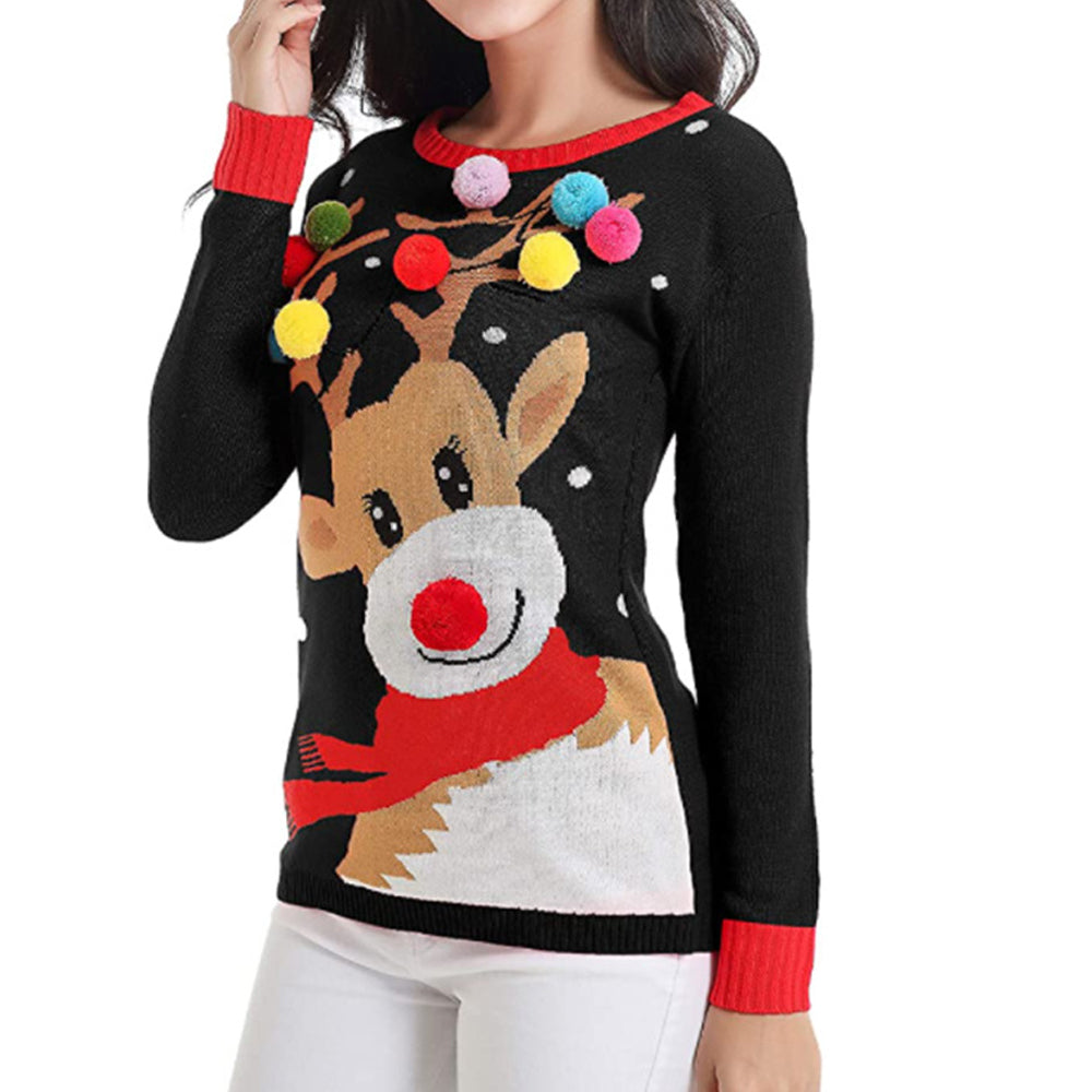 Woman Elk Christmas Holiday Home Party Sweater