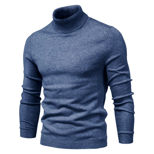 Men's Slim High Neck Pullover Basic Top Knitted Warmth