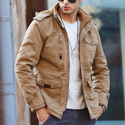 Men's Hooded Fleece Bomber Jacket