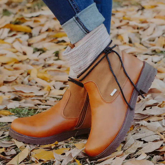 Women's Leather Casual Flat Boots