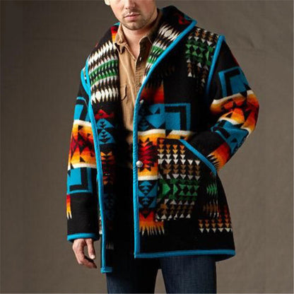 Men's Printed Fashion Short Coat Woolen Coat