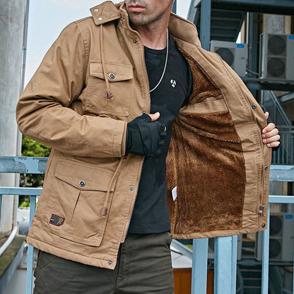 Plush Men's Jacket With Detachable Hood