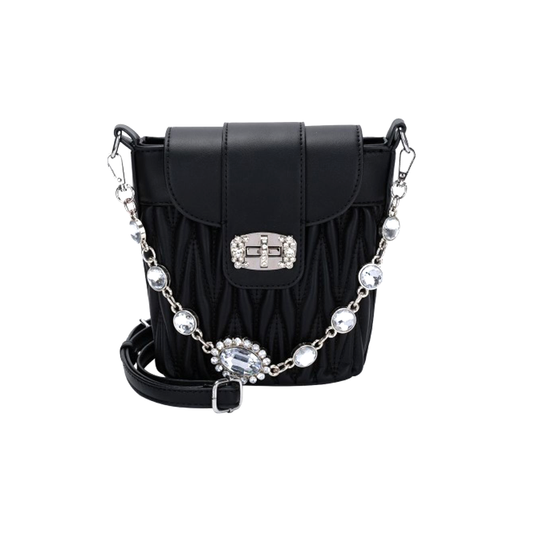 Woman Crystal Pendant Fold Chain Shoulder Messenger Bag