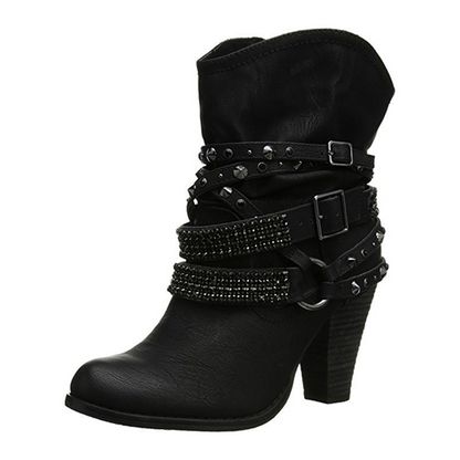 Women's  Retro Shiny Rivets Punk Casual Boots  Winter Boots