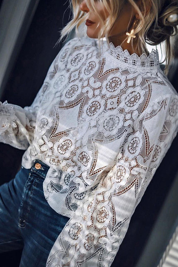 Women's Ciao Lovely Long Sleeve Lace Blouses