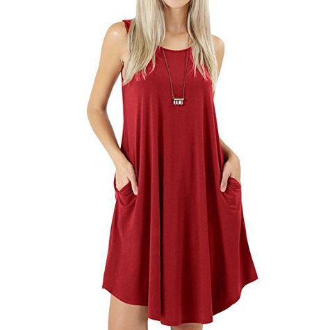 Women's Vest Solid Color Pocket Casual Dress