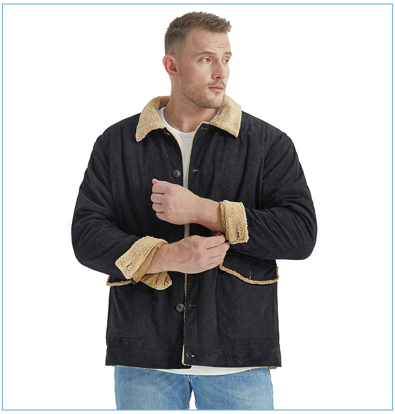 Men's Sherpa Button Lapel Jacket