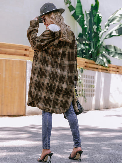 Long Plaid Shirt Blouses For Women