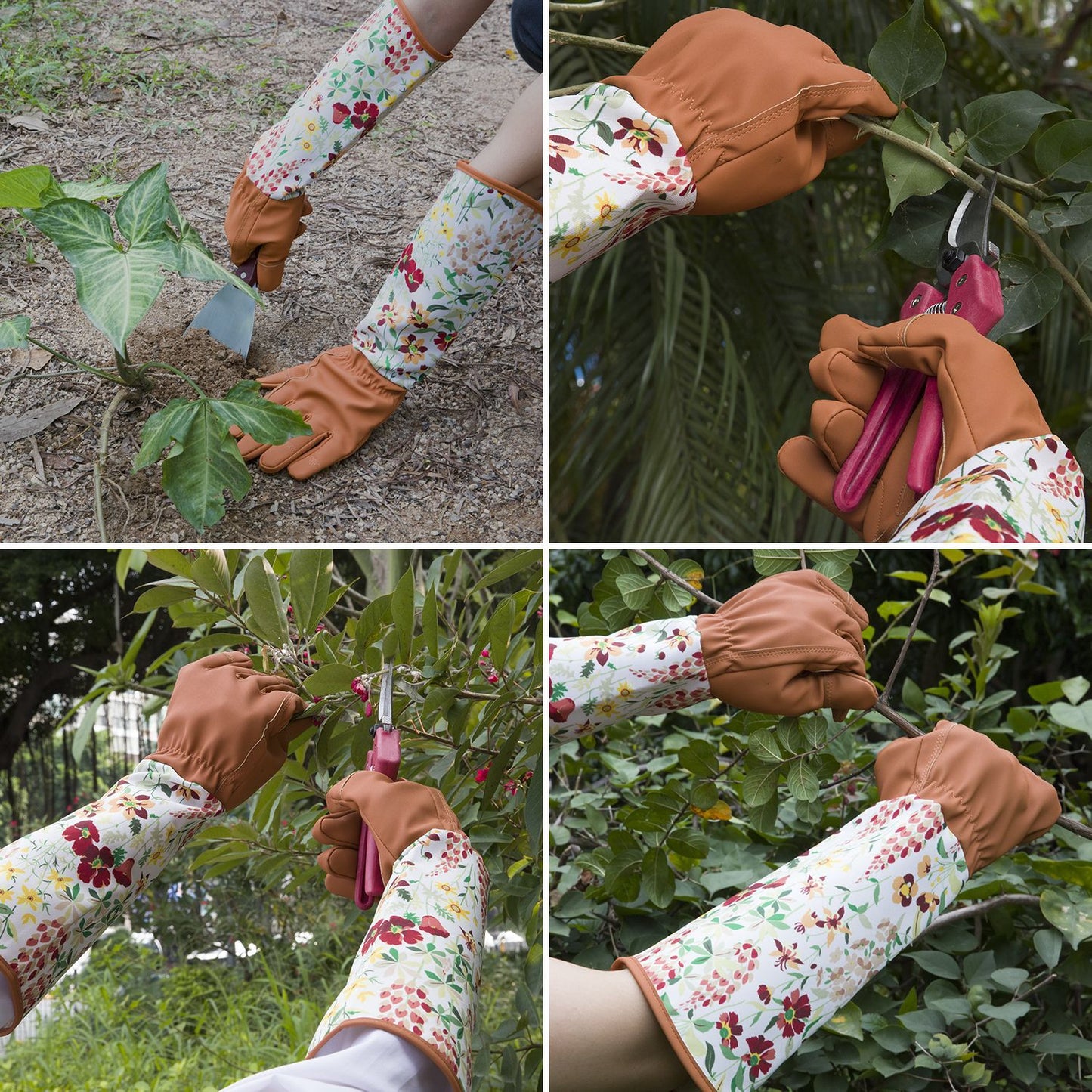 Printed Long-sleeved Gloves Garden Flower Pruning Protective Gloves