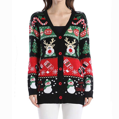 Christmas Family Reunion Festive Elk Cardigan Sweater