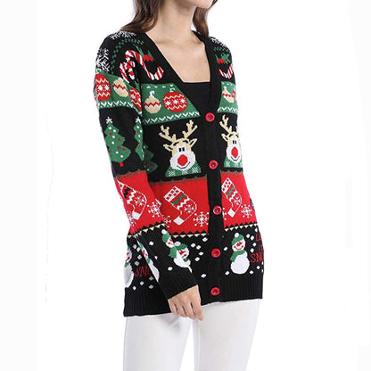 Christmas Family Reunion Festive Elk Cardigan Sweater