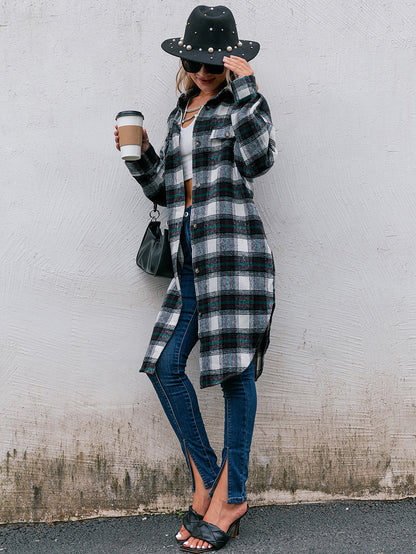 Long Plaid Shirt Blouses For Women