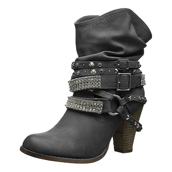 Women's  Retro Shiny Rivets Punk Casual Boots  Winter Boots