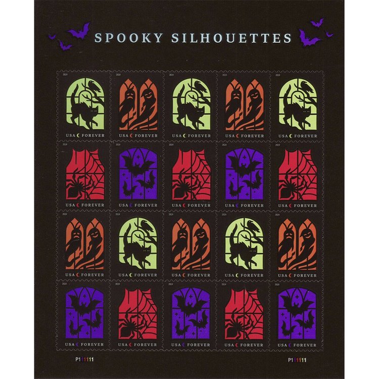 (2019) USPS Spooky Silhouettes Framed Forever Stamps