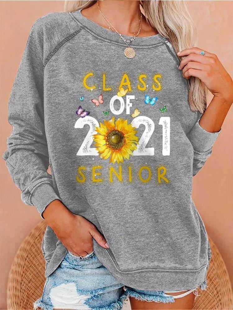 Class Of 2021 Senior Sweatshirt Women Long Sleeve Shirt