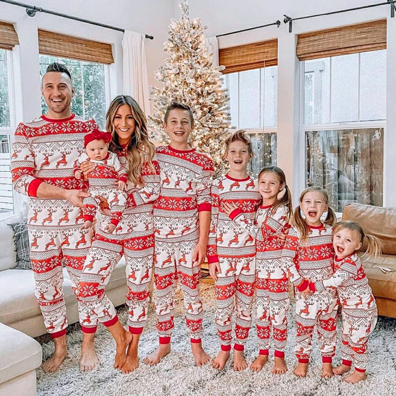 Christmas Red and White Contrast Parent-child Casual Homewear