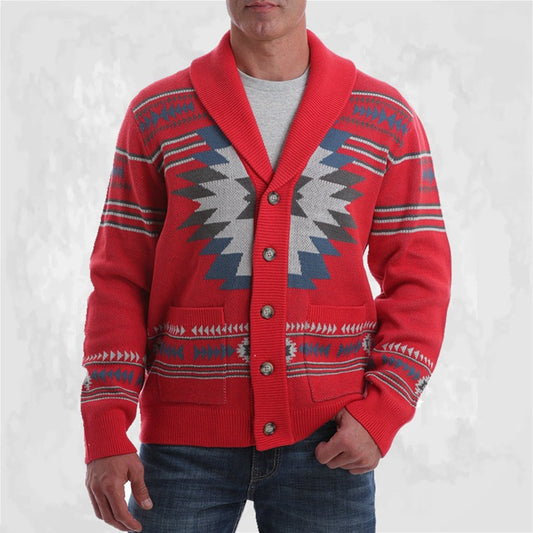 Men's Vintage Graphic Knit Cardigan Jacket