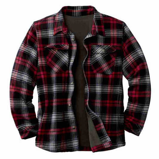 Men's Thick Plush Plaid Coat