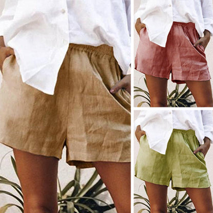 Women's Casual Loose Cotton And Linen Shorts