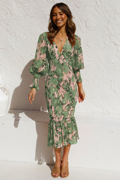 Women's V-Neck Loose Floral Maxi Dress