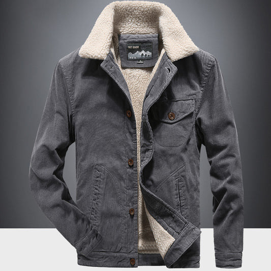 Men's Fleece Lapel Plush Casual Jacket