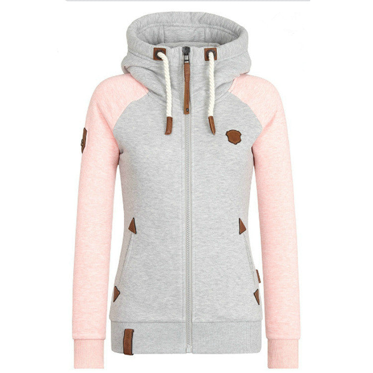 Women's Casual Color Matching Hooded Sweater