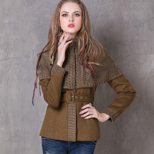 Women's Vintage Knitted Paneled Jacket