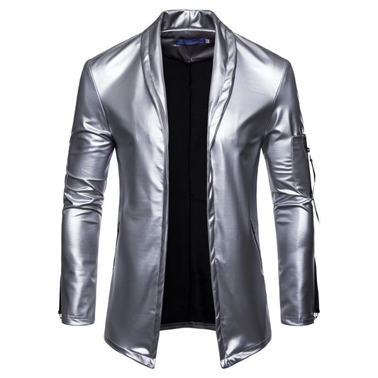 Men's PU Leather Zipper Motorcycle Leather Jacket