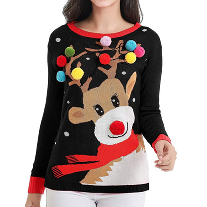 Woman Elk Christmas Holiday Home Party Sweater