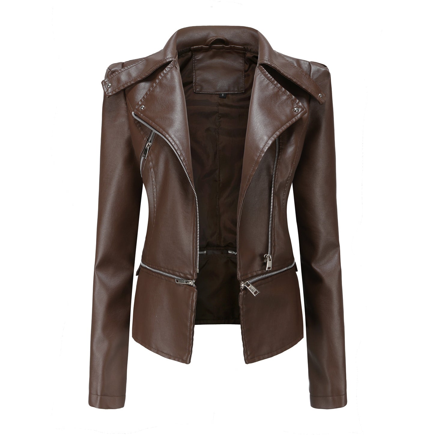 Woman Zipper Detachable Leather Jacket