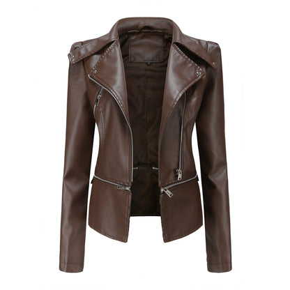 Woman Zipper Detachable Leather Jacket