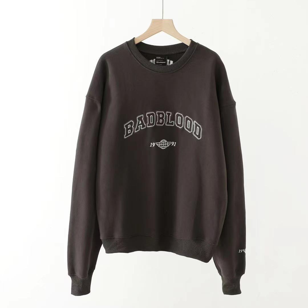 BADBLOOD Embroidered Plus Velvet Sweatshirt