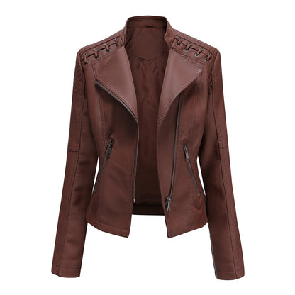 Women's Cropped Leather Multicolor Jacket