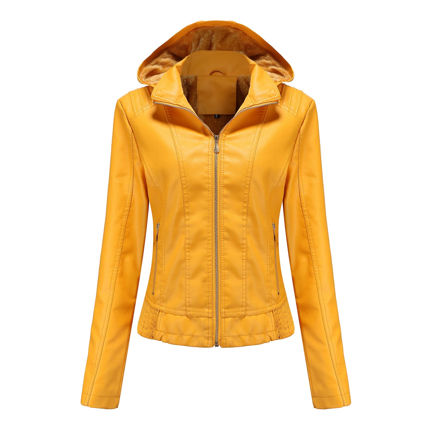 Leather Plush Winter Jacket For Women