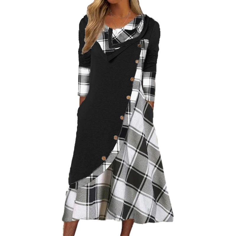 Women Plaid Patch Pocket Long Sleeves