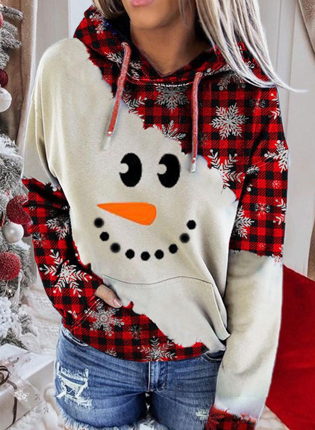 Christmas Snowman Hoodie Christmas Tree Sweatshirt