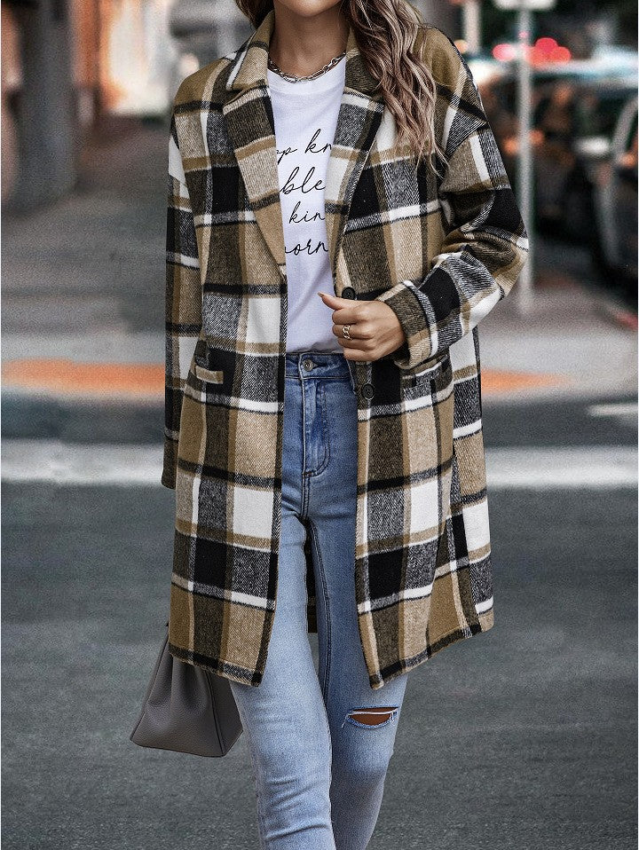 Women's Casual Plaid Cardigan Jacket