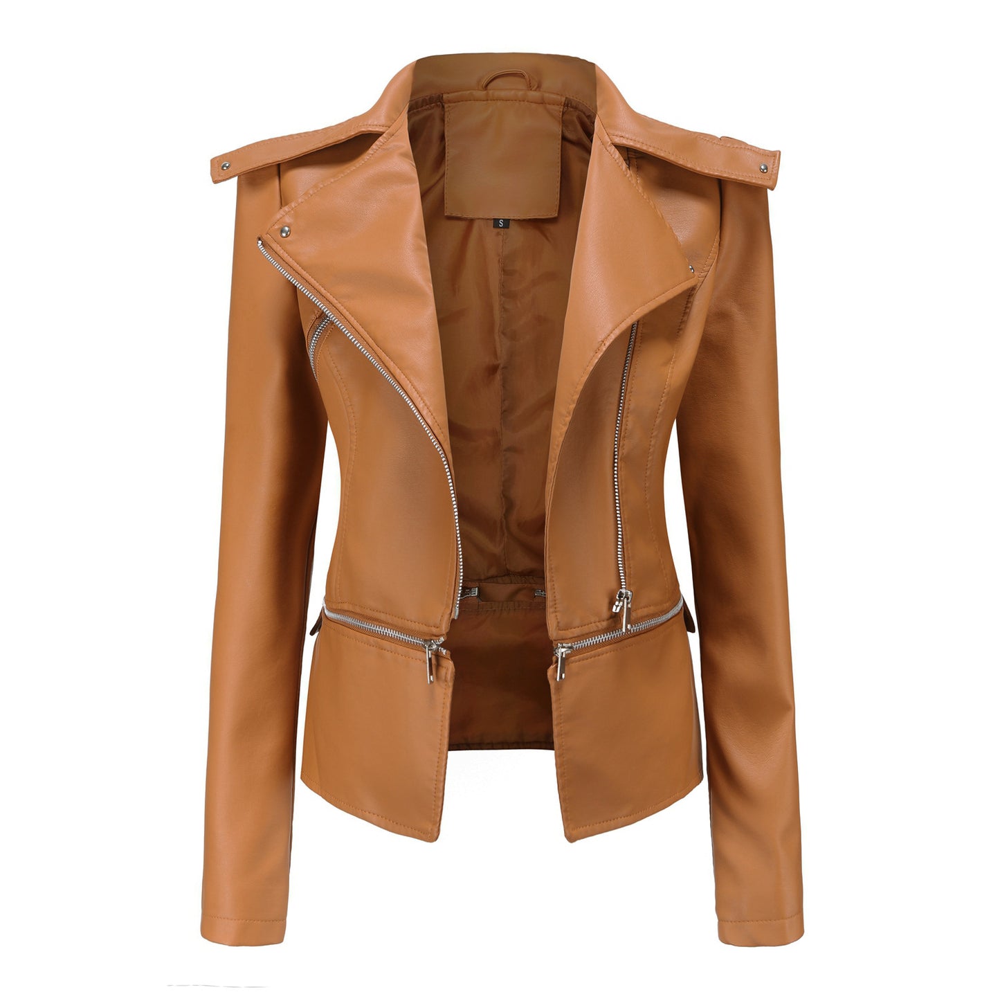 Woman Zipper Detachable Leather Jacket