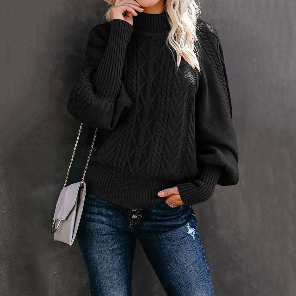 Women Long-sleeved Knitted Solid Color Sweater