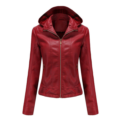 Leather Plush Winter Jacket For Women