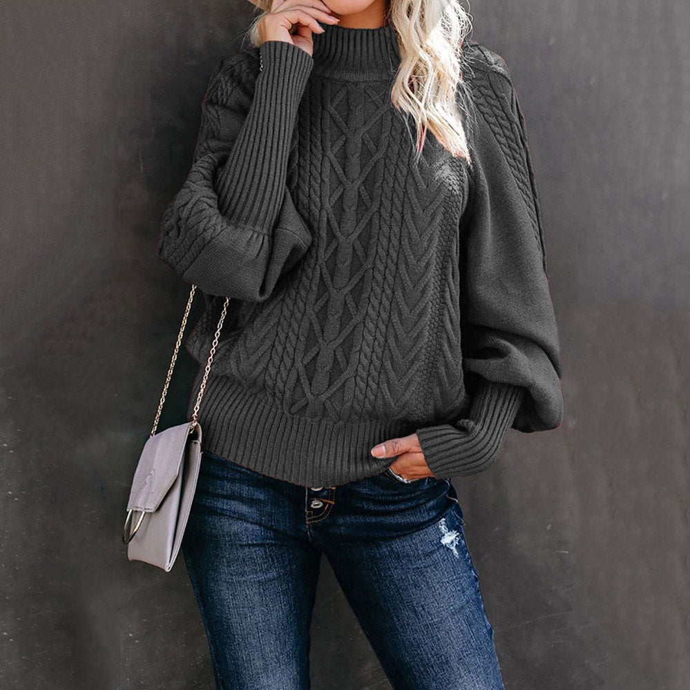 Women Long-sleeved Knitted Solid Color Sweater