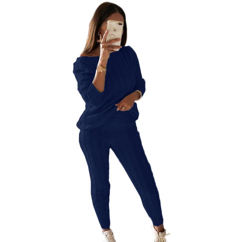 Women's Slim Fit Casual Knit 2 Piece Suit