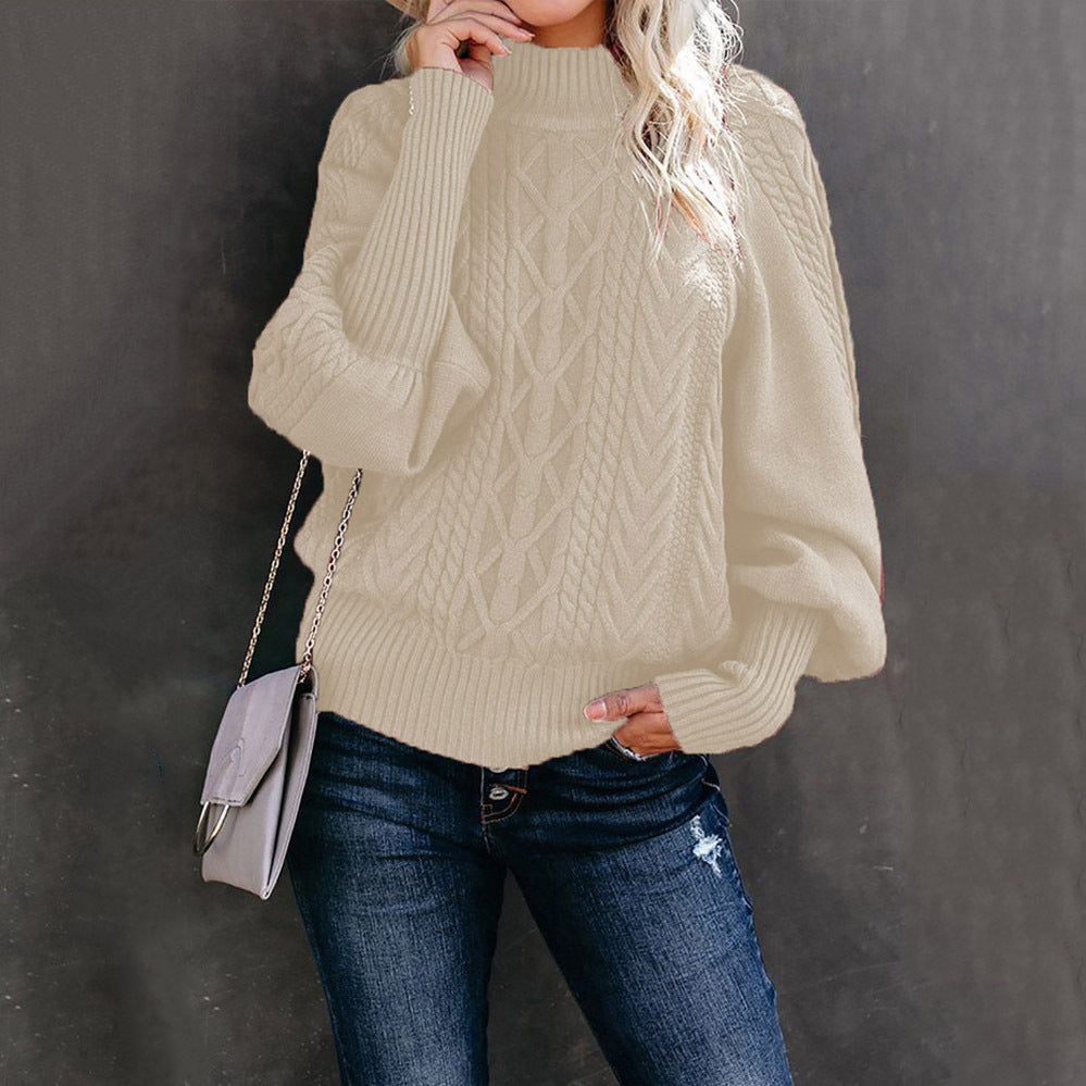 Women Long-sleeved Knitted Solid Color Sweater