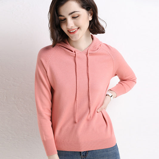 High Quality Women's Solid Color Sweater Hoodie