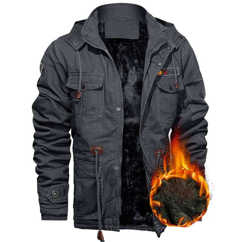 Plush Men's Jacket With Detachable Hood